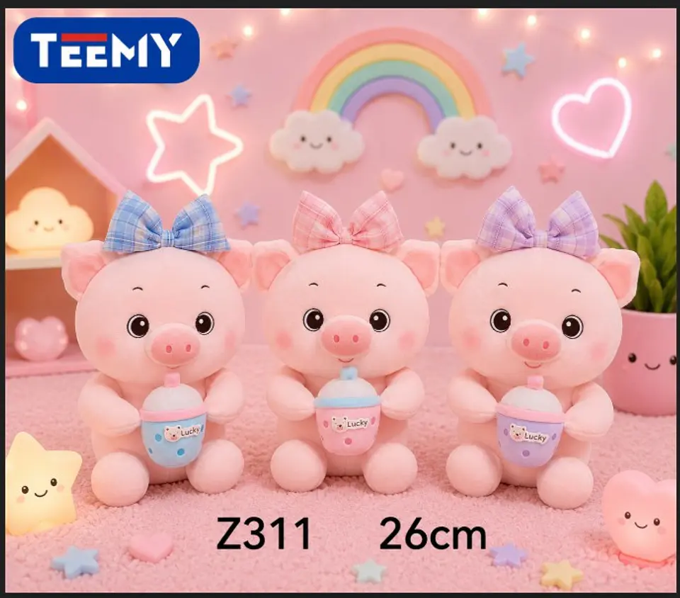 PELUCHE CHANCHO 26 CM, 3 DEL MISMO POR MAYOR  (Z311) 1