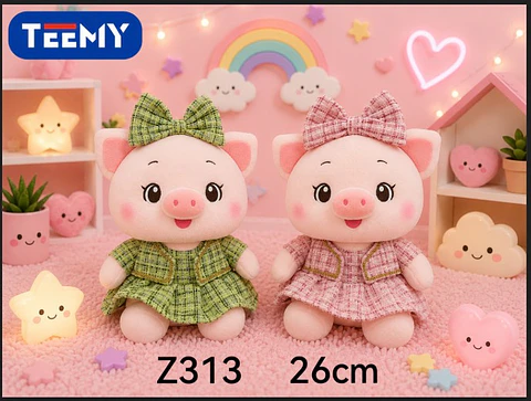 PELUCHE CHANCHO 26 CM, 3 DEL MISMO POR MAYOR  (Z313)