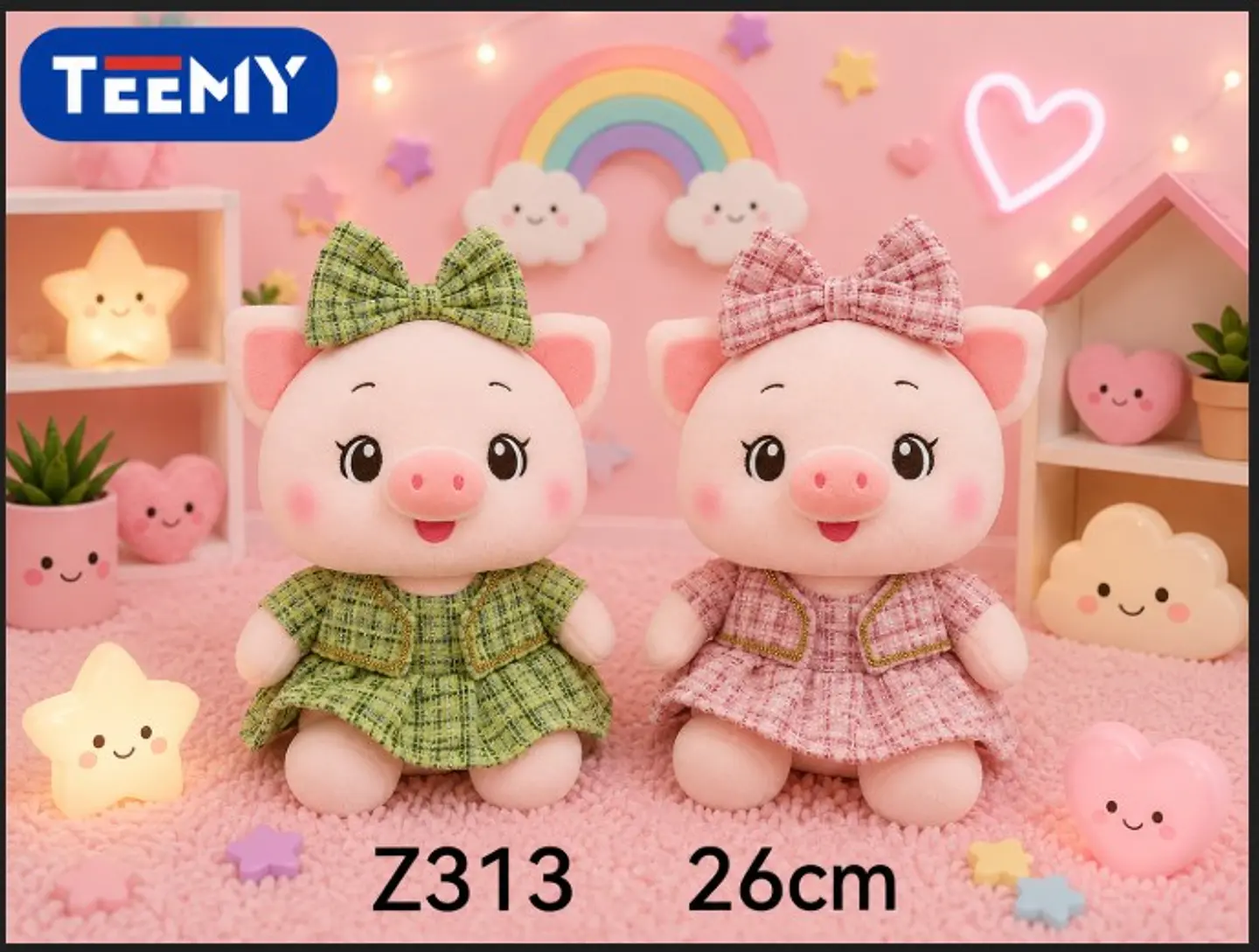 PELUCHE CHANCHO 26 CM, 3 DEL MISMO POR MAYOR  (Z313) 1