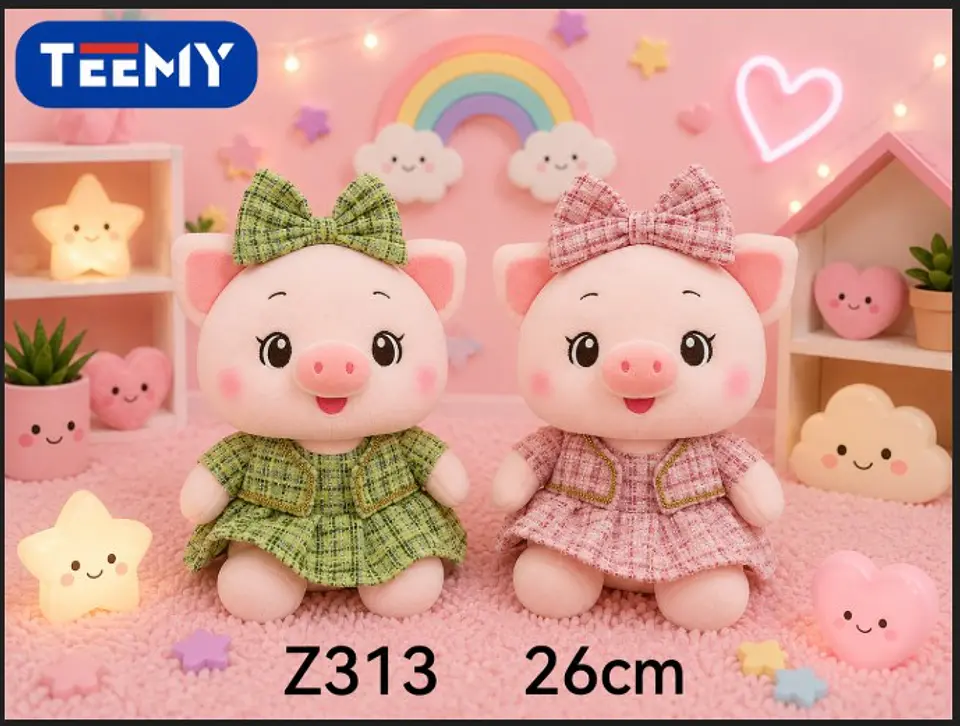 PELUCHE CHANCHO 26 CM, 3 DEL MISMO POR MAYOR  (Z313) 1