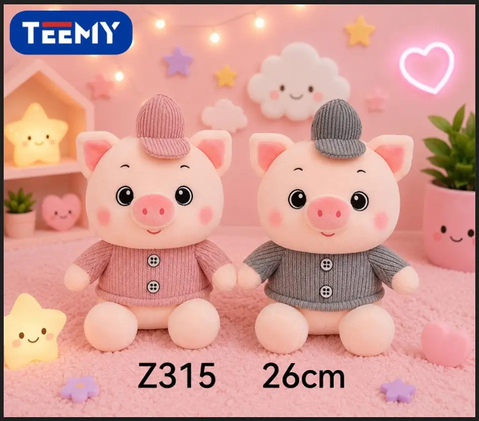 PELUCHE CHANCHO 26 CM, 3 DEL MISMO POR MAYOR  (Z315) 1