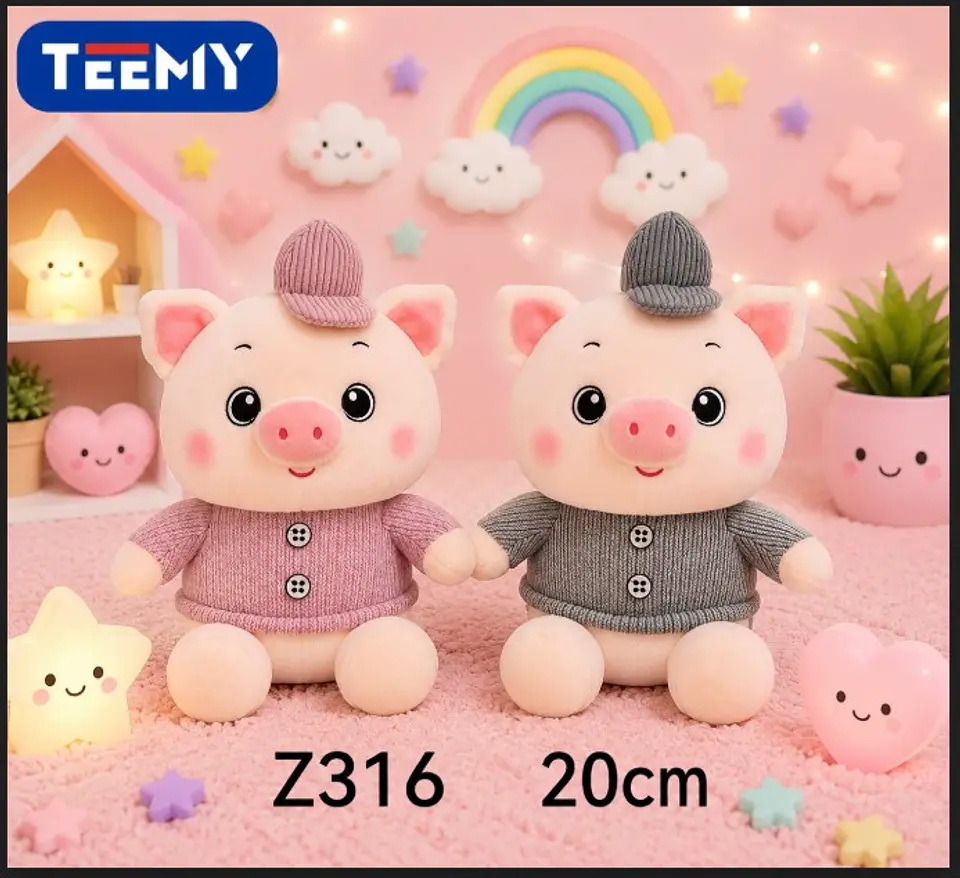 PELUCHE CHANCHO 26 CM, 3 DEL MISMO POR MAYOR  (Z316) 1