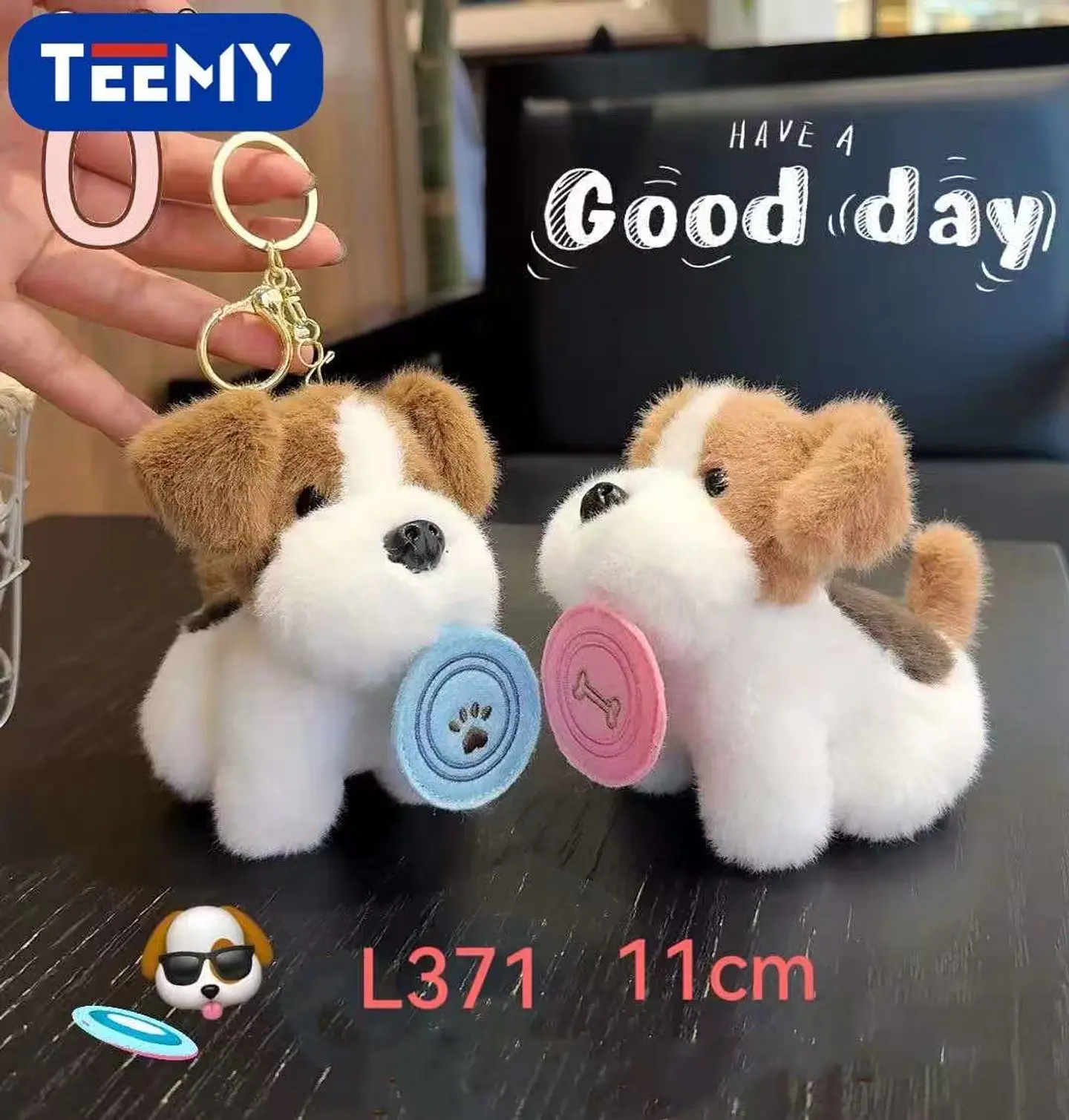 LLAVERO PELUCHE PERRO 11CM PAQUETE 12 PIEZAS (L371) 1