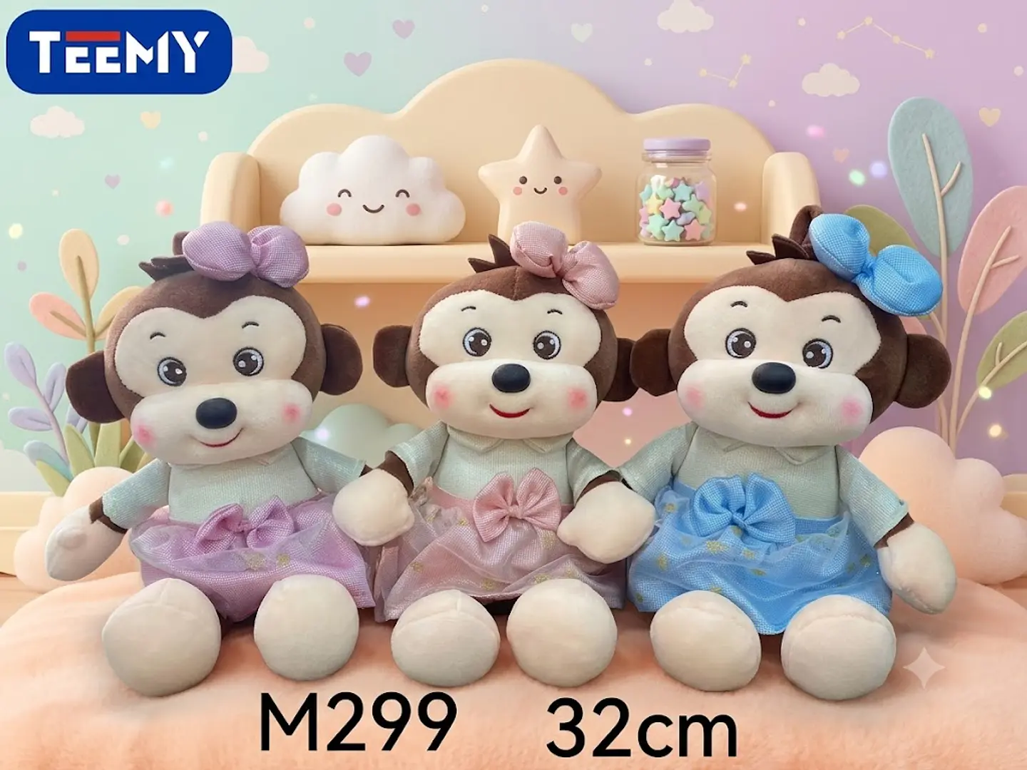 PELUCHE MONO 32 CM, 3 DEL MISMO POR MAYOR  (M299) 1