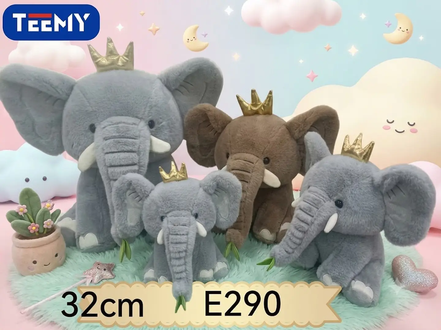PELUCHE ELEFANTE 32 CM, 3 DEL MISMO AL POR MAYOR (E290) 1