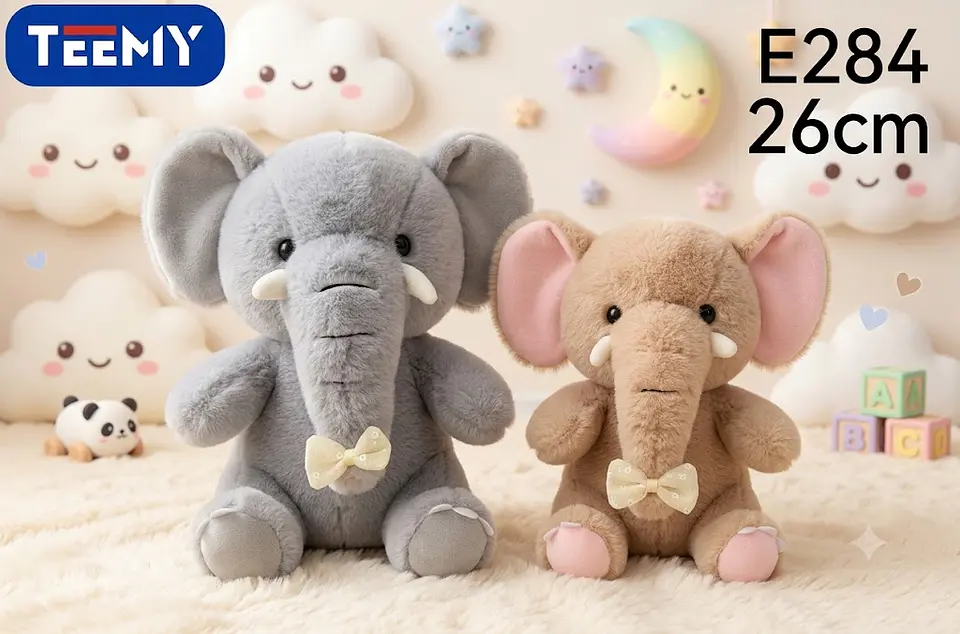 PELUCHE ELEFANTE 26 CM, 3 DEL MISMO AL POR MAYOR (E284) 1