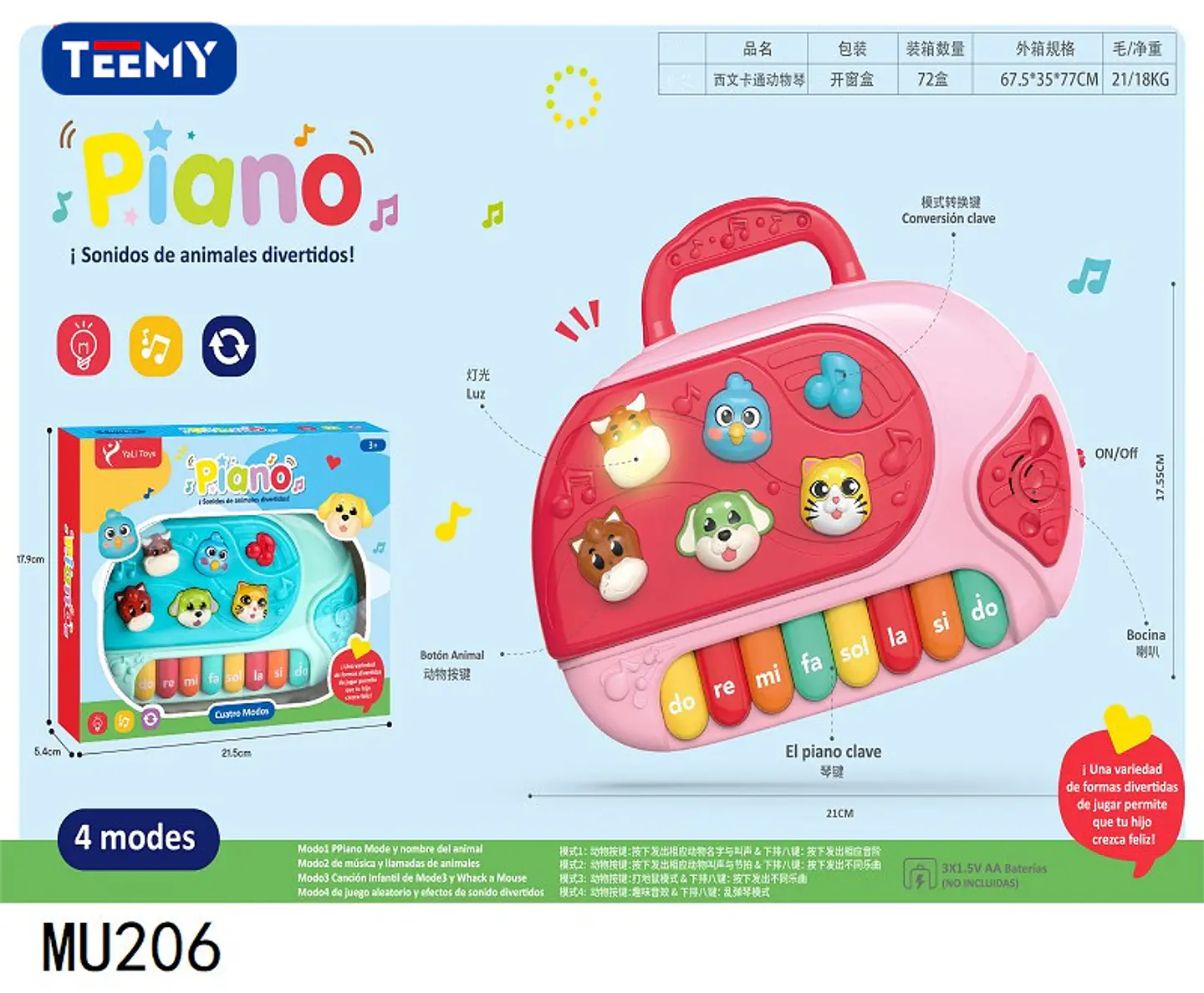 PIANO MUSICAL, 3 DEL MISMO POR MAYOR  (MU206) 1