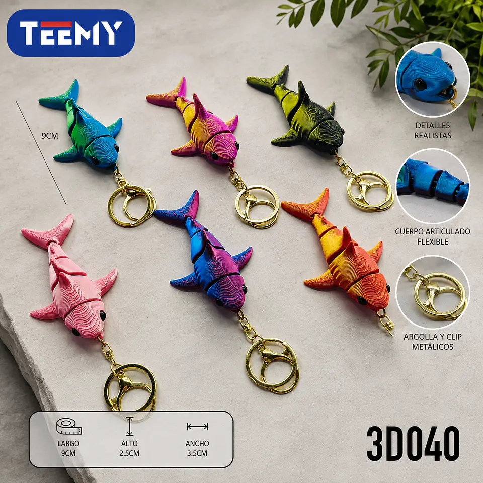 LLAVERO ARTICULADO 3D TIBURON PAQUETE 12 PIEZAS (3D040) 1
