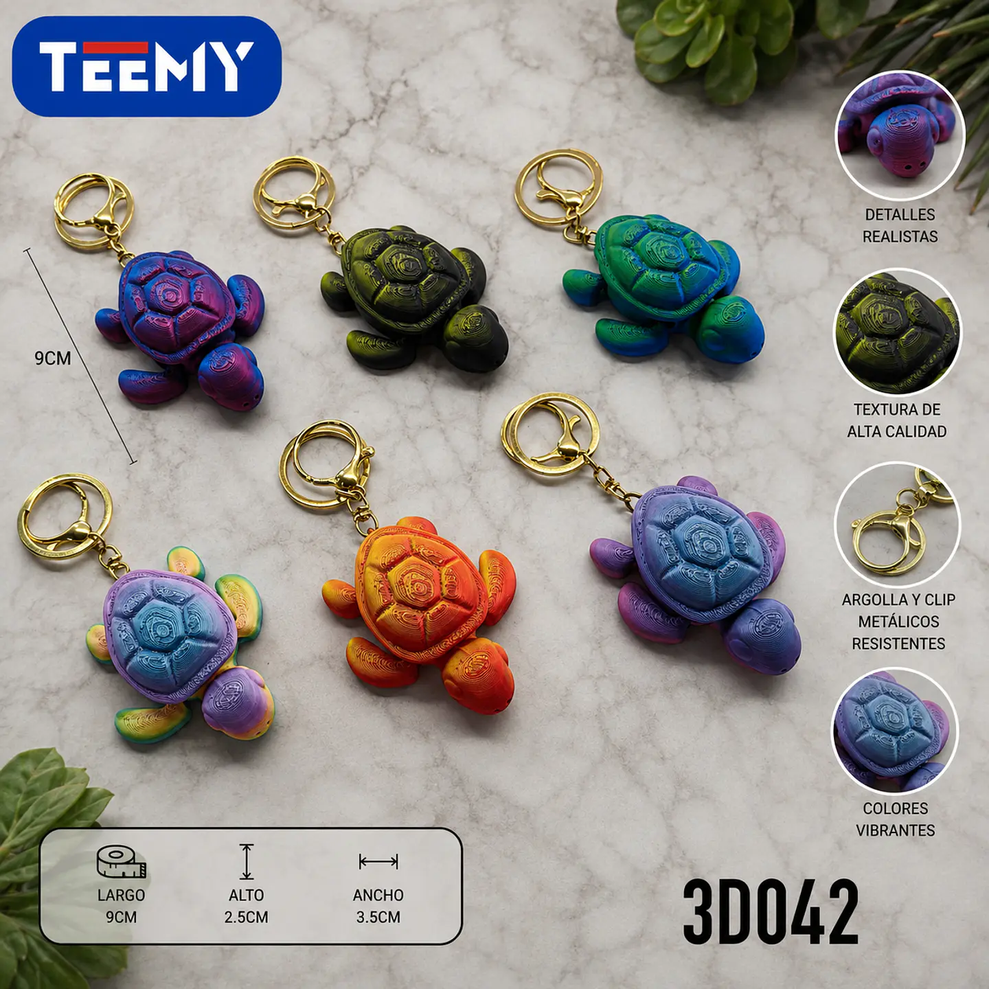 LLAVERO ARTICULADO 3D TORTUGA PAQUETE 12 PIEZAS (3D042) 1