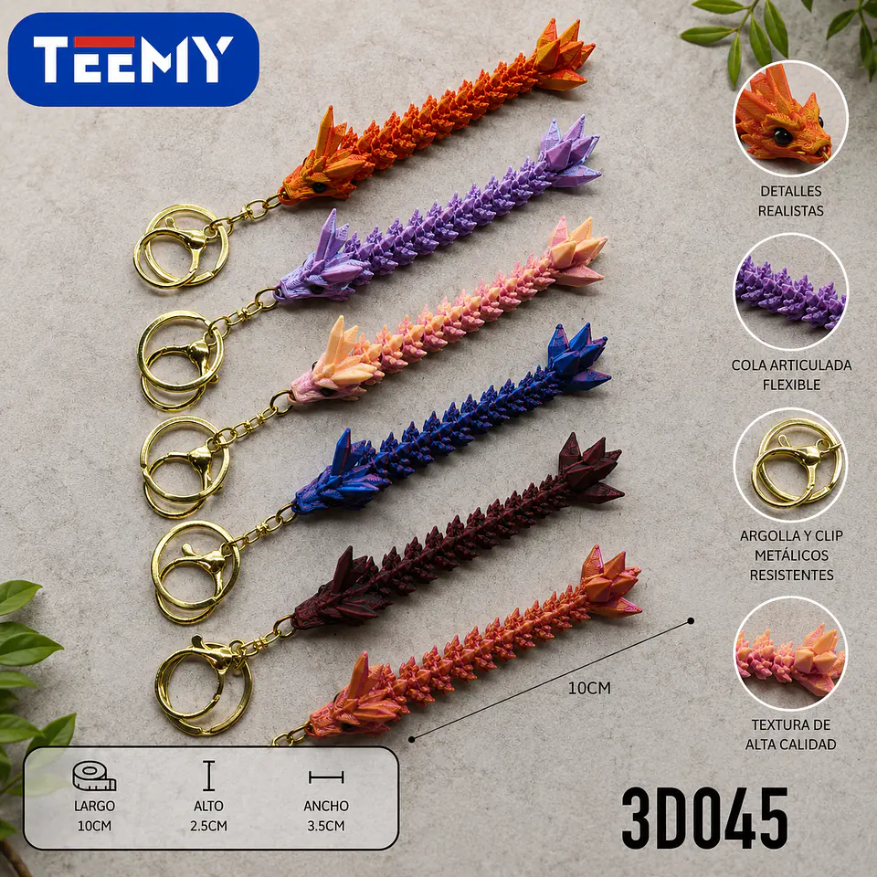 LLAVERO ARTICULADO 3D DRAGON PAQUETE 12 PIEZAS (3D045) 1