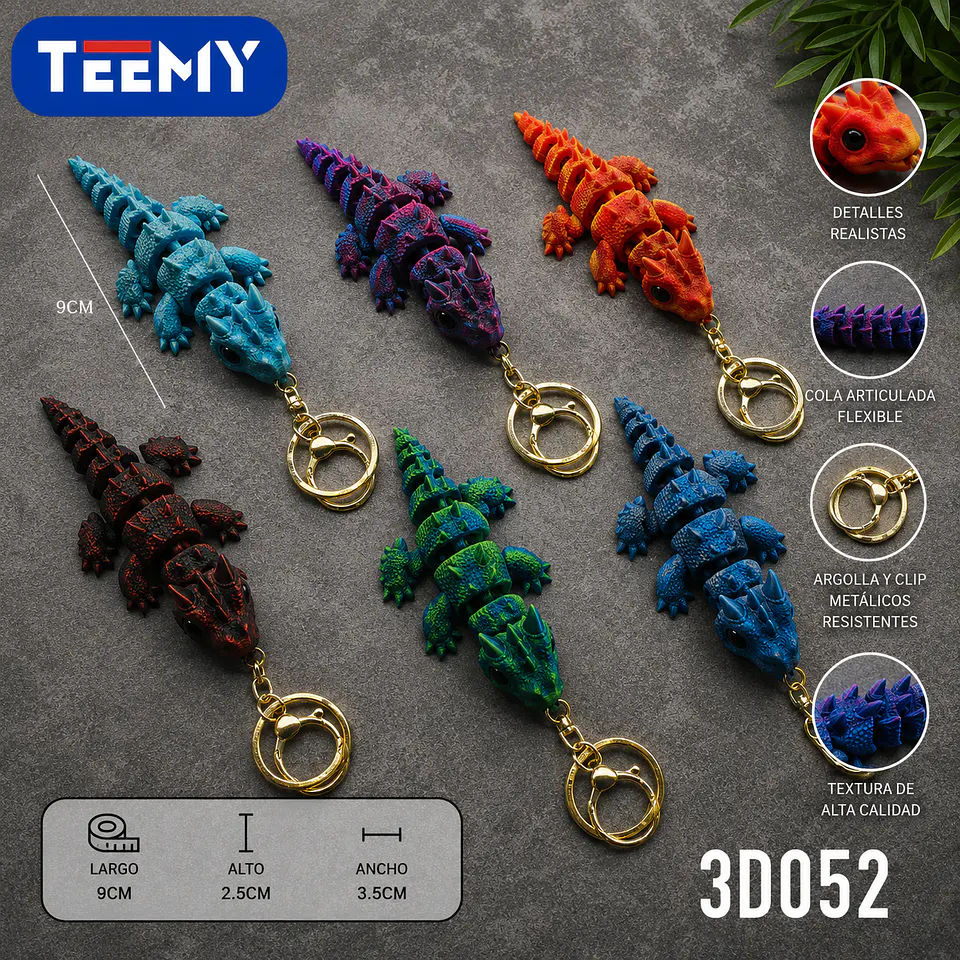 LLAVERO ARTICULADO 3D DRAGON PAQUETE 12 PIEZAS (3D052) 1