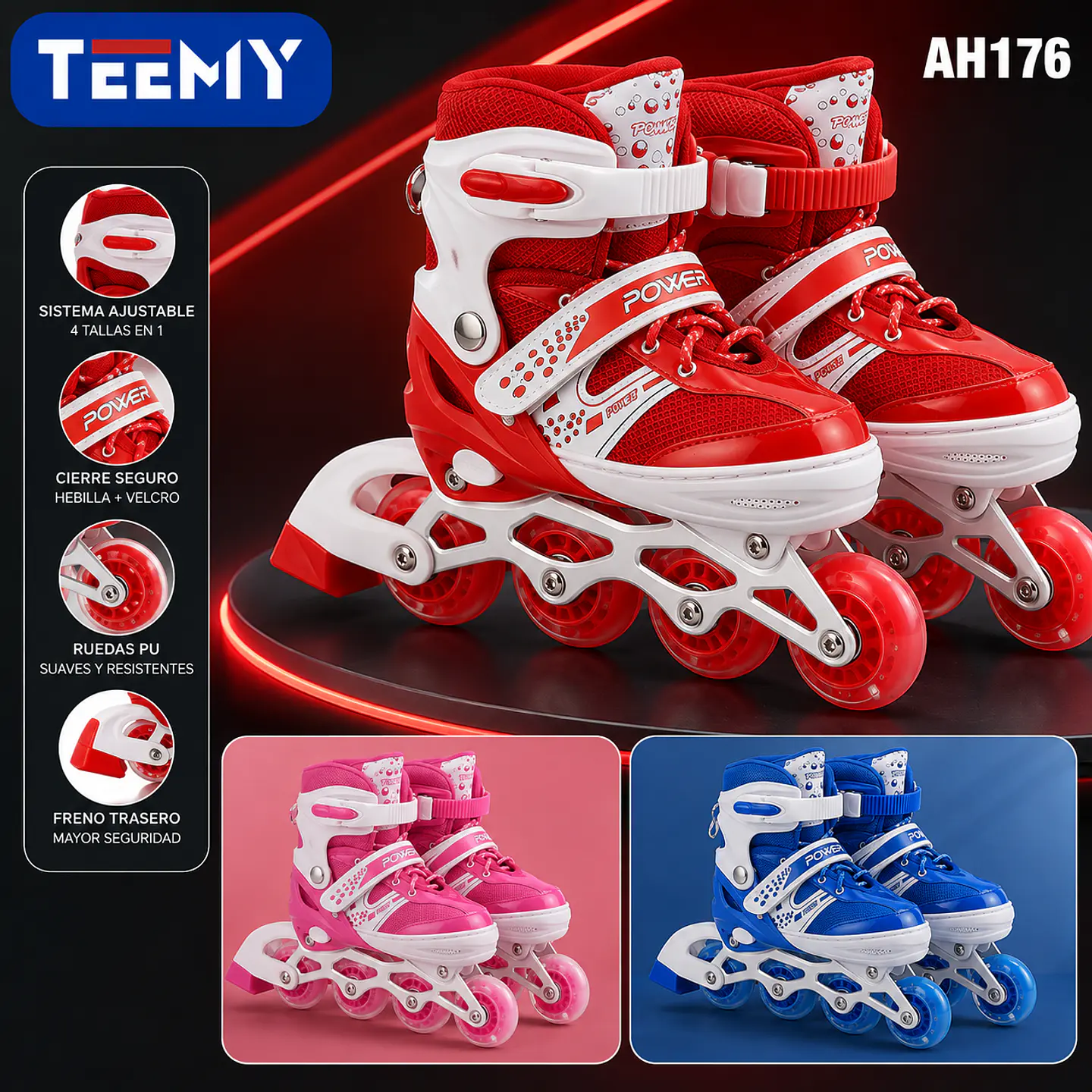 PATINES TALLAS S hasta el 34, M del 34 a la 37, L del 37 hasta la 40   3 DEL MISMO POR MAYOR  (AH176) 2