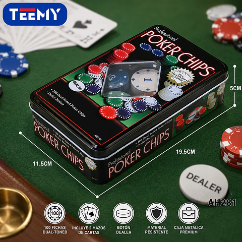 POKER 100 FICHAS , 3 DEL MISMO POR MAYOR  (AH281)