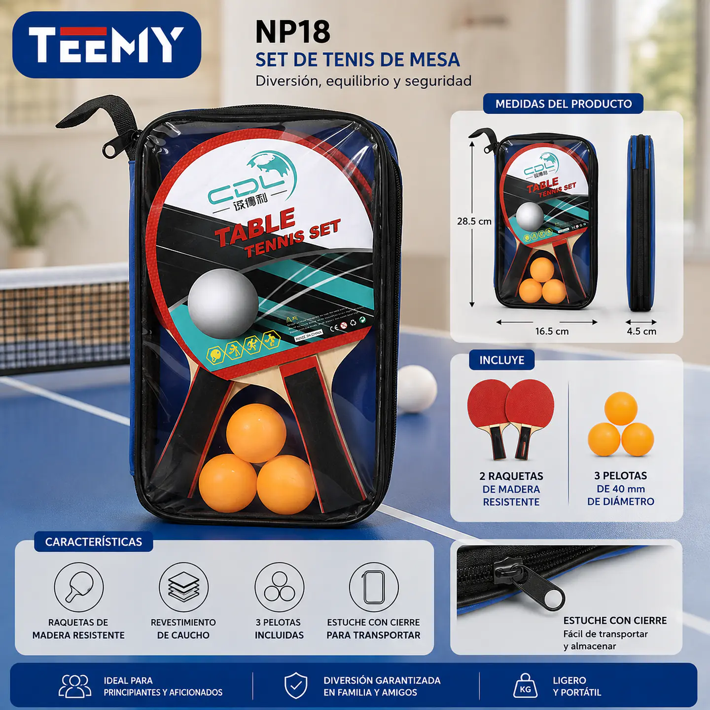 RAQUETA DE PING PONG CON PELOTA, 3 DEL MISMO POR MAYOR  (NP18) 1
