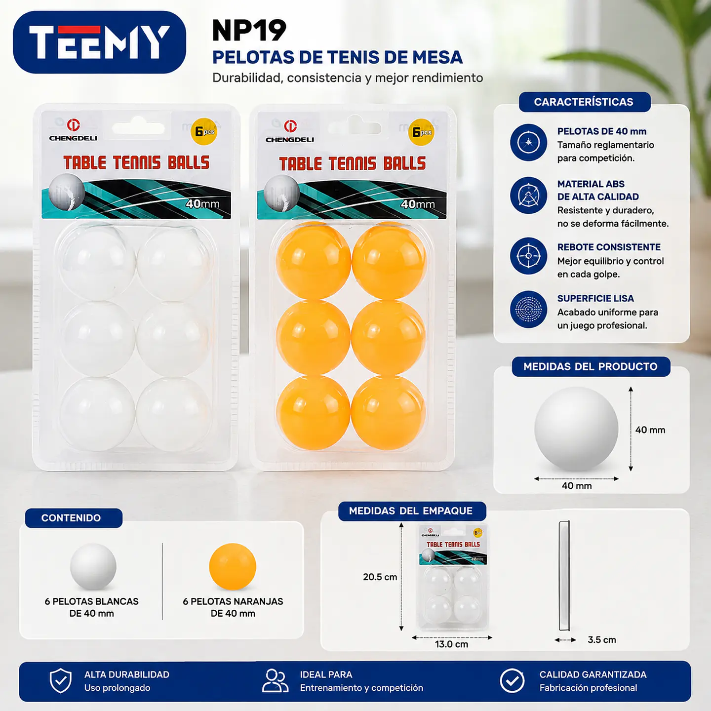 PELOTAS DE PING PONG  PAQUETE 12 PIEZAS (NP19) 1