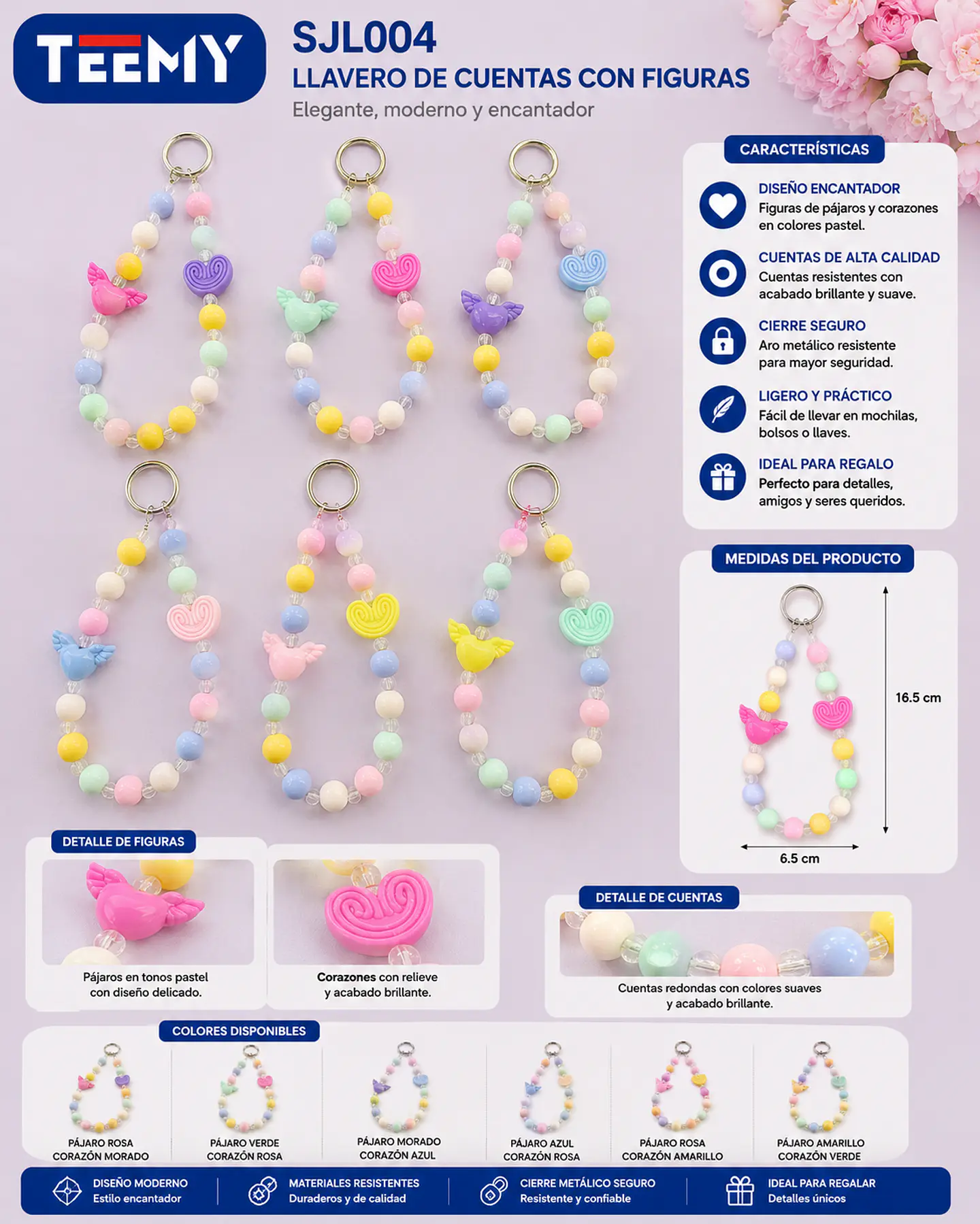 LLAVERO CUENTAS CON FIGURAS PAQUETE 12 PIEZAS  (SJL004) 1