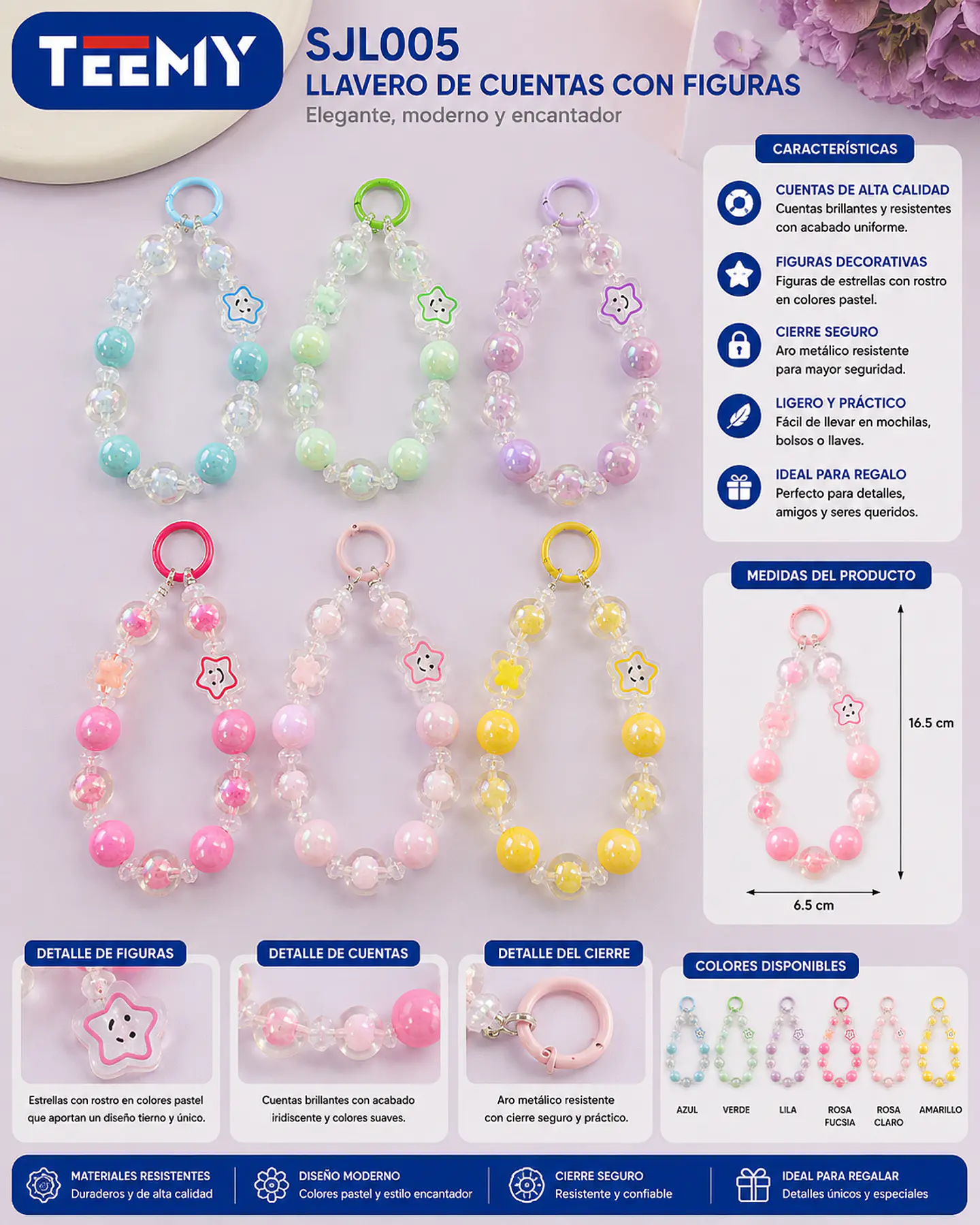 LLAVERO CUENTAS CON FIGURAS PAQUETE 12 PIEZAS  (SJL005) 1