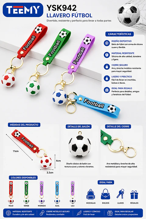 LLAVERO BALON FUTBOL PAQUETE 12 PIEZAS  (YSK942)