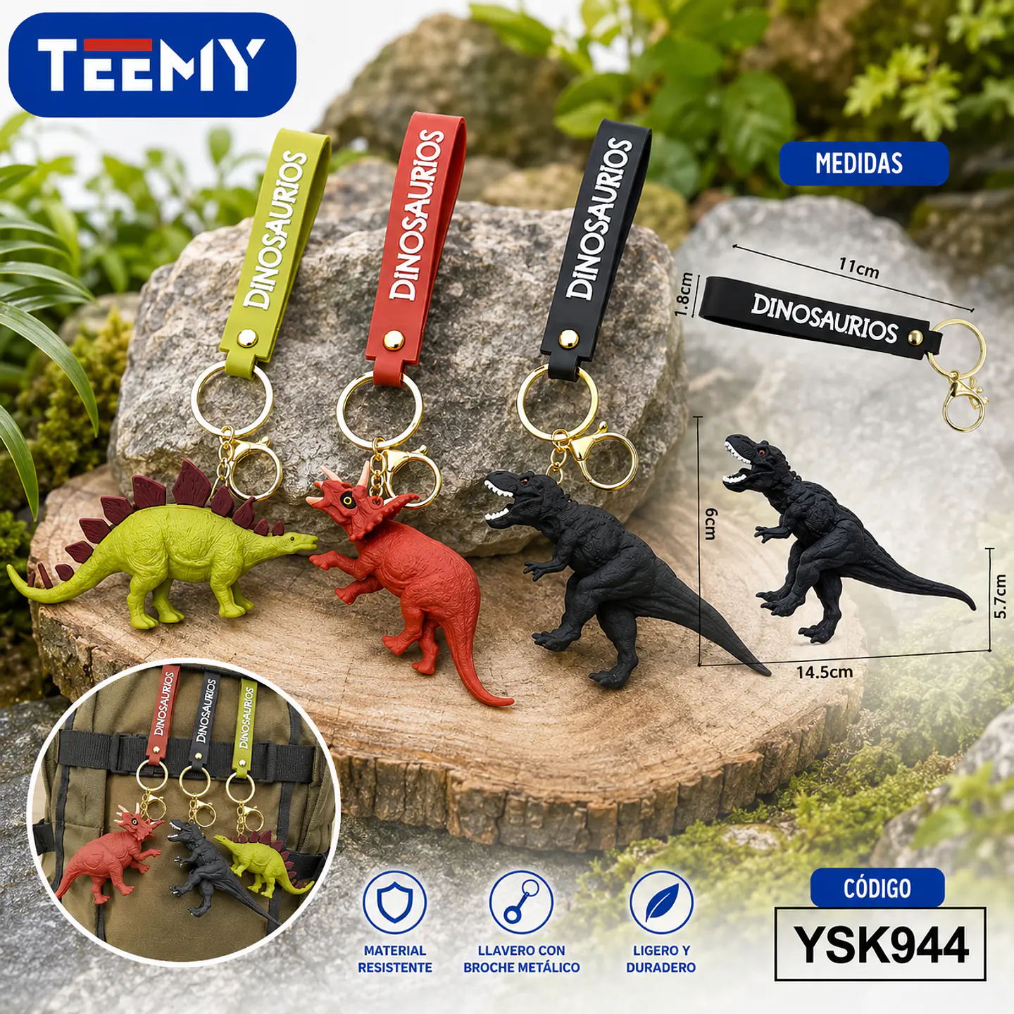 LLAVERO DINOSAURIO PAQUETE 12 PIEZAS (YSK944) 1