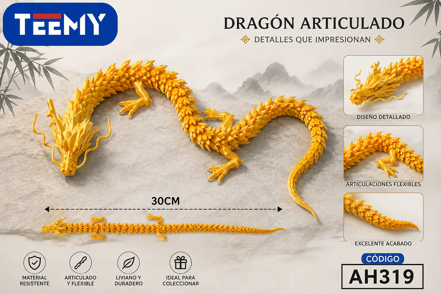 FIGURA DRAGON 3D ARTICULADO, 3 DEL MISMO POR MAYOR (AH319) 1