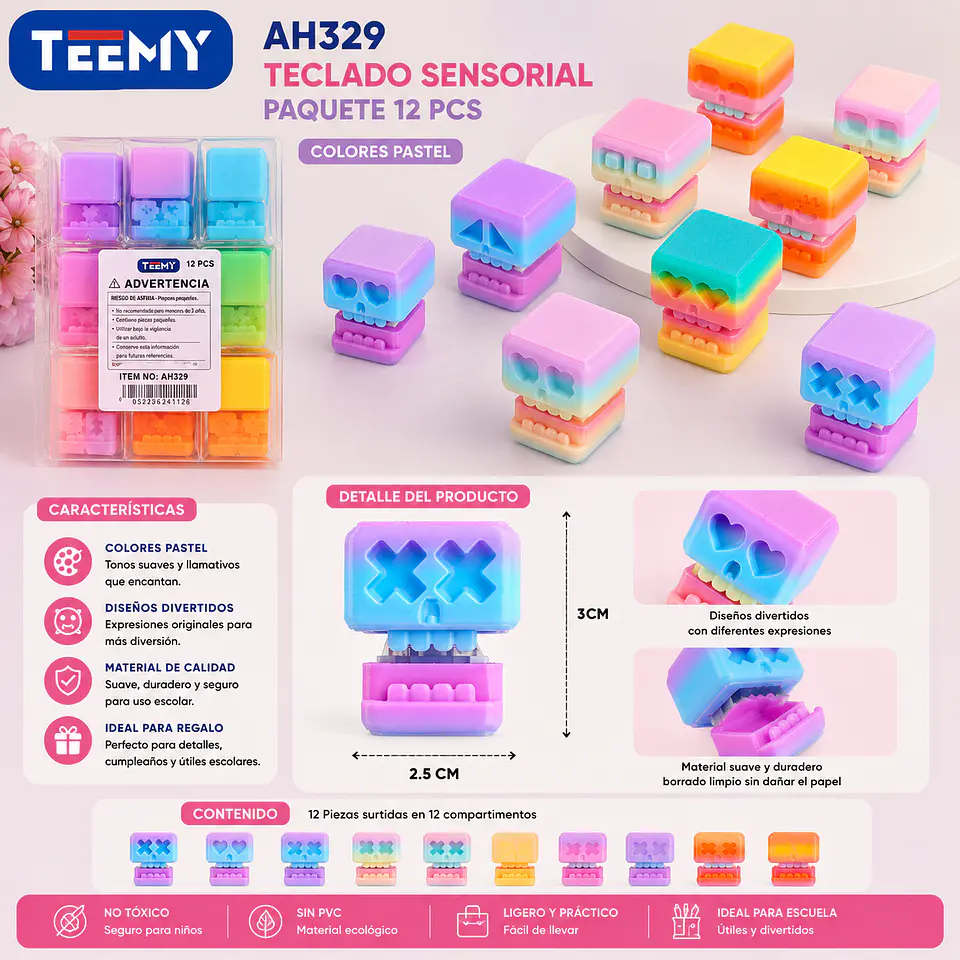 TECLADO SENSORIAL PAQUETE 12 PIEZAS (AH329) 1