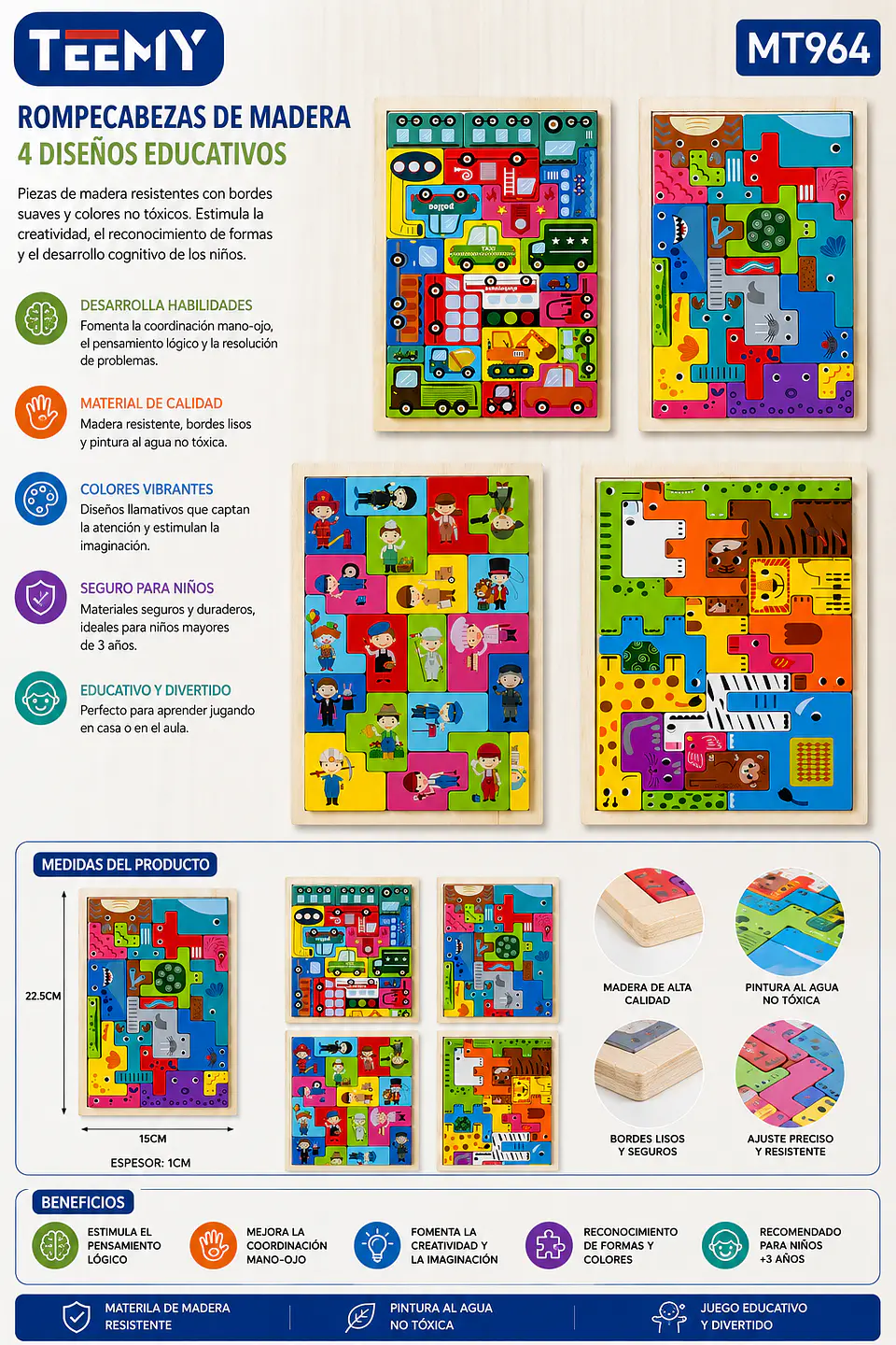 PUZZLE MADERA, 3 DEL MISMO POR MAYOR (MT964) 1