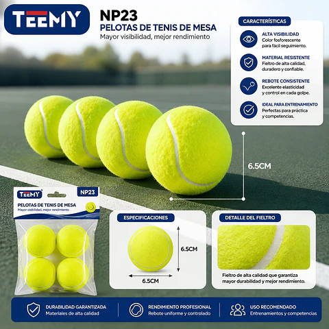 SET DE 3 PIEZAS PELOTAS DE TENNIS, 3 DEL MISMO POR MAYOR  (NP23)