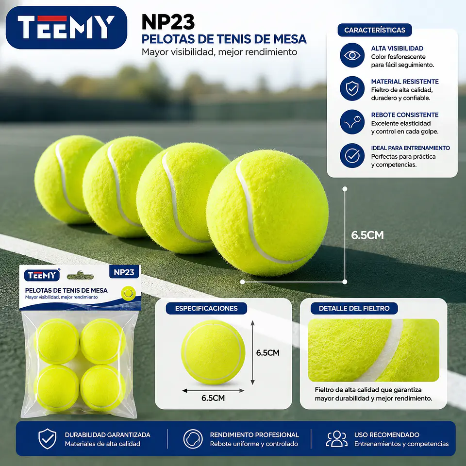 SET DE 3 PIEZAS PELOTAS DE TENNIS, 3 DEL MISMO POR MAYOR  (NP23) 1
