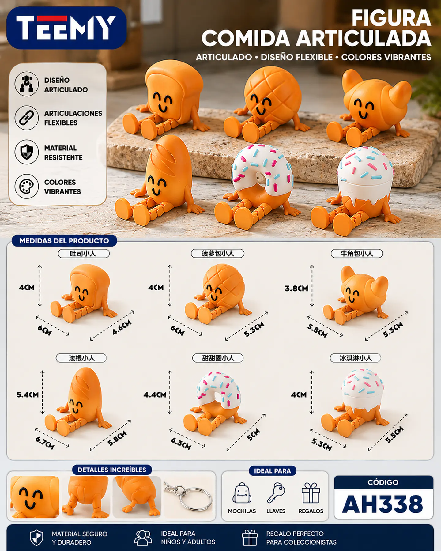 FIGURA COMIDA 3D ARTICULADO PAQUETE 12 PIEZAS (AH338) 1