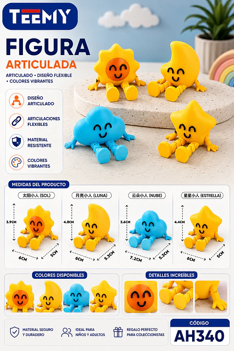 FIGURAS 3D ARTICULADAS PAQUETE 12 PIEZAS (AH340)