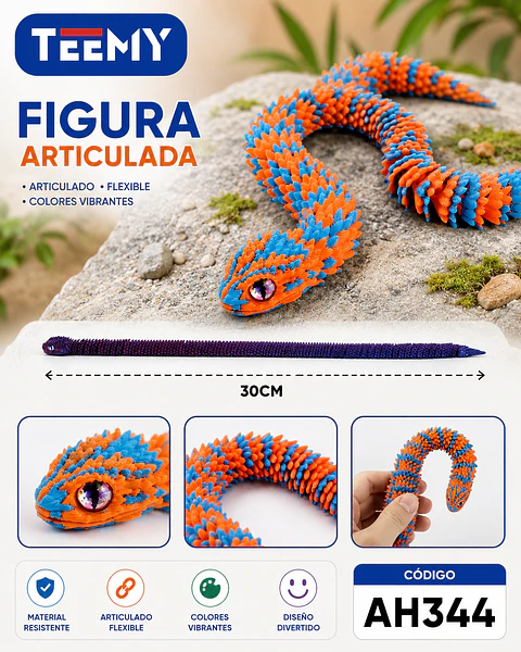 FIGURA SERPIENTE 3D ARTICULADO PAQUETE 12 PIEZAS (AH344)