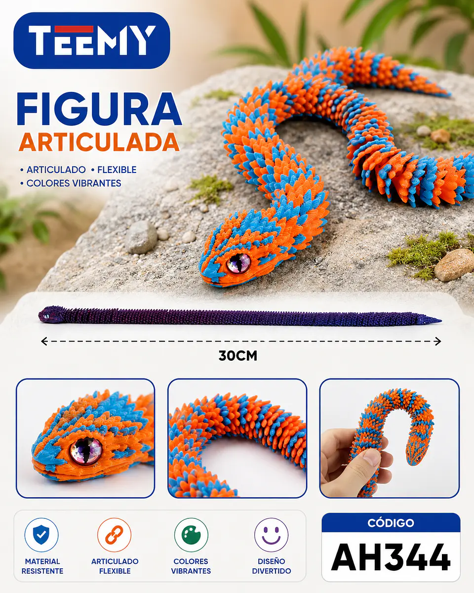 FIGURA SERPIENTE 3D ARTICULADO PAQUETE 12 PIEZAS (AH344) 1