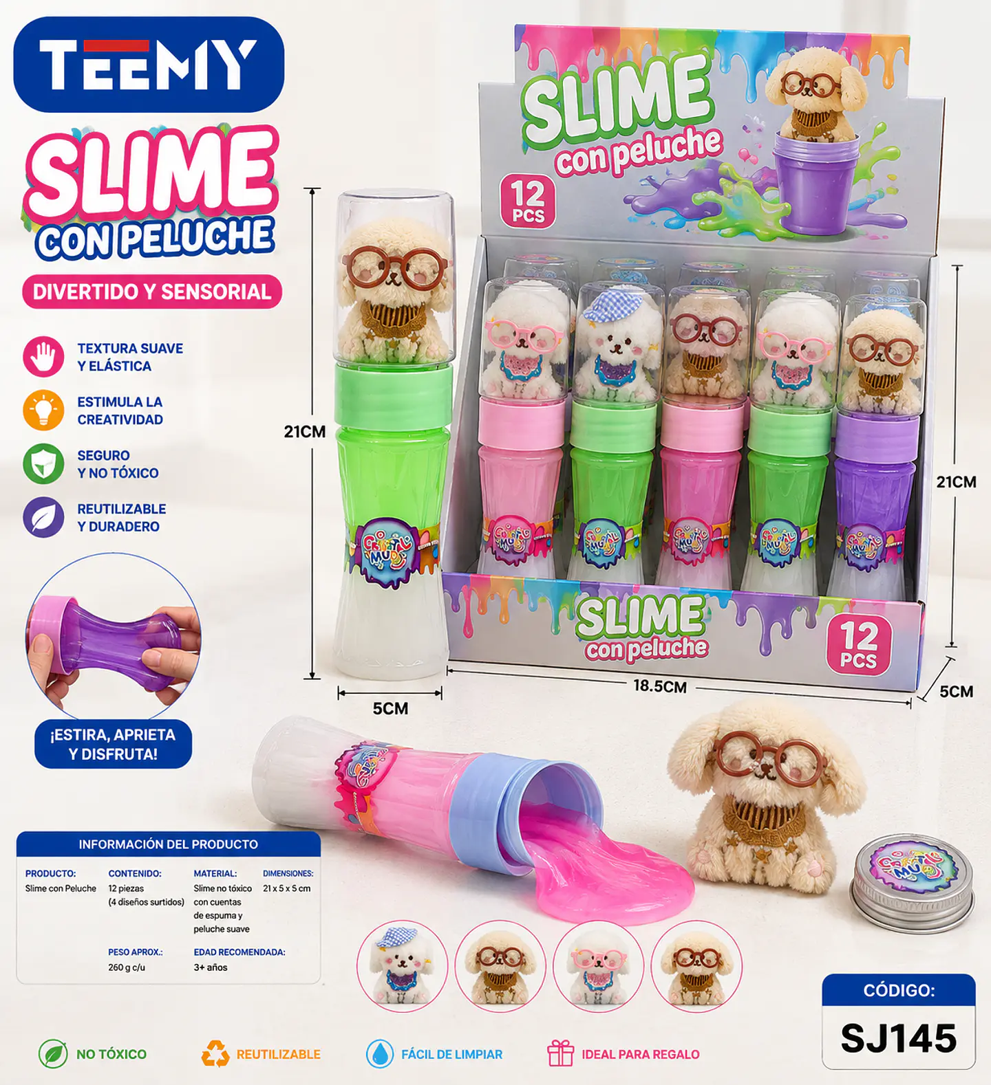 SLIME CON PELUCHE PAQUETE 12 PIEZAS (SJ145) 1