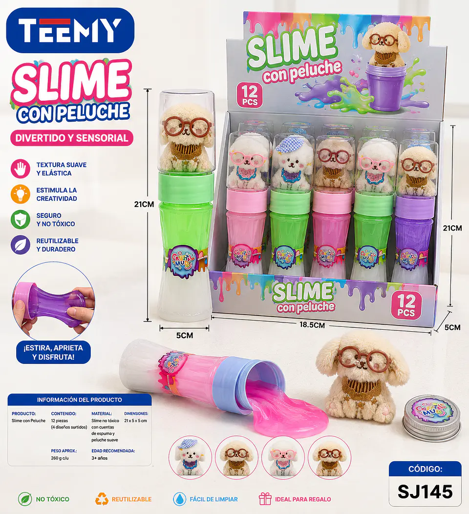SLIME CON PELUCHE PAQUETE 12 PIEZAS (SJ145) 1