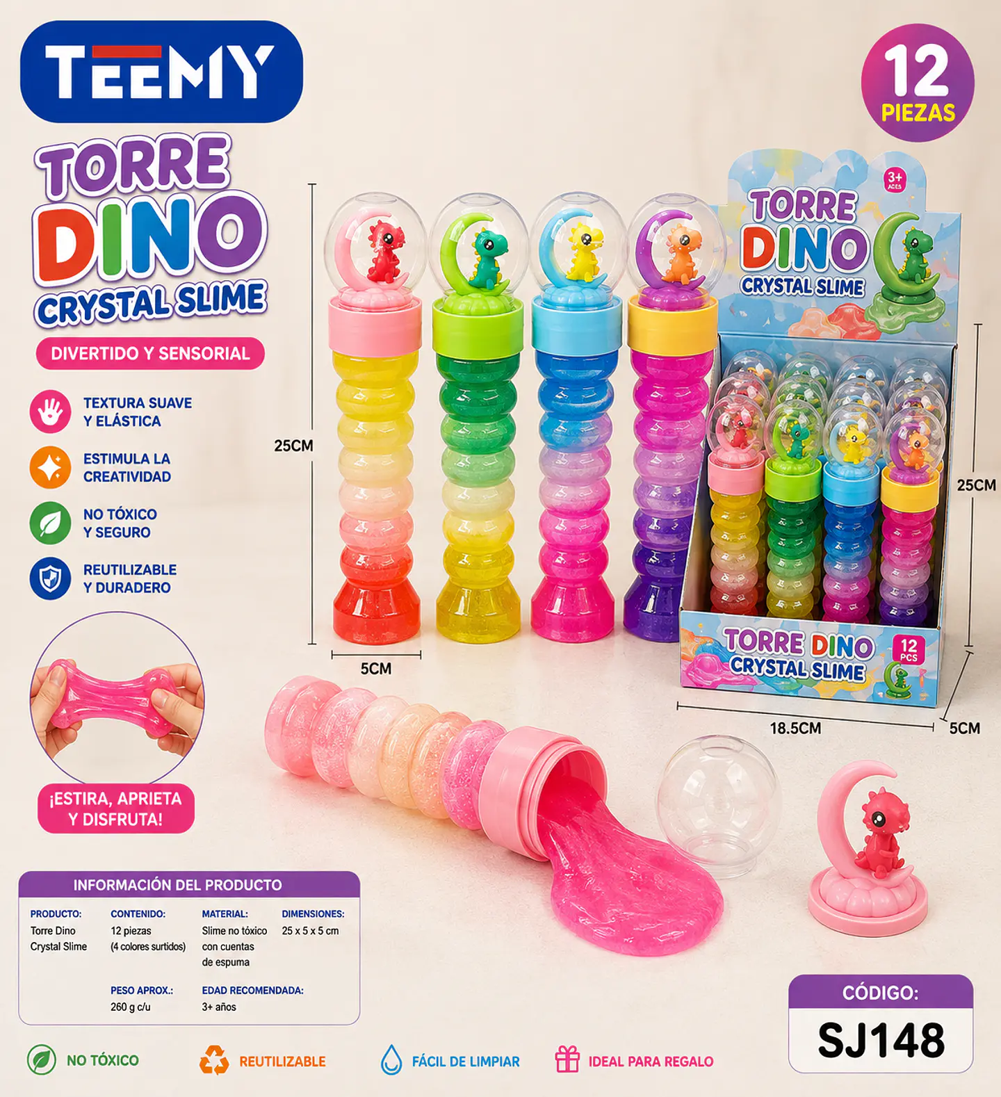 SLIME DINOSAURIO PAQUETE 12 PIEZAS (SJ148) 1