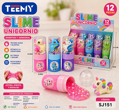 SLIME UNICORNIO PAQUETE 12 PIEZAS (SJ151)