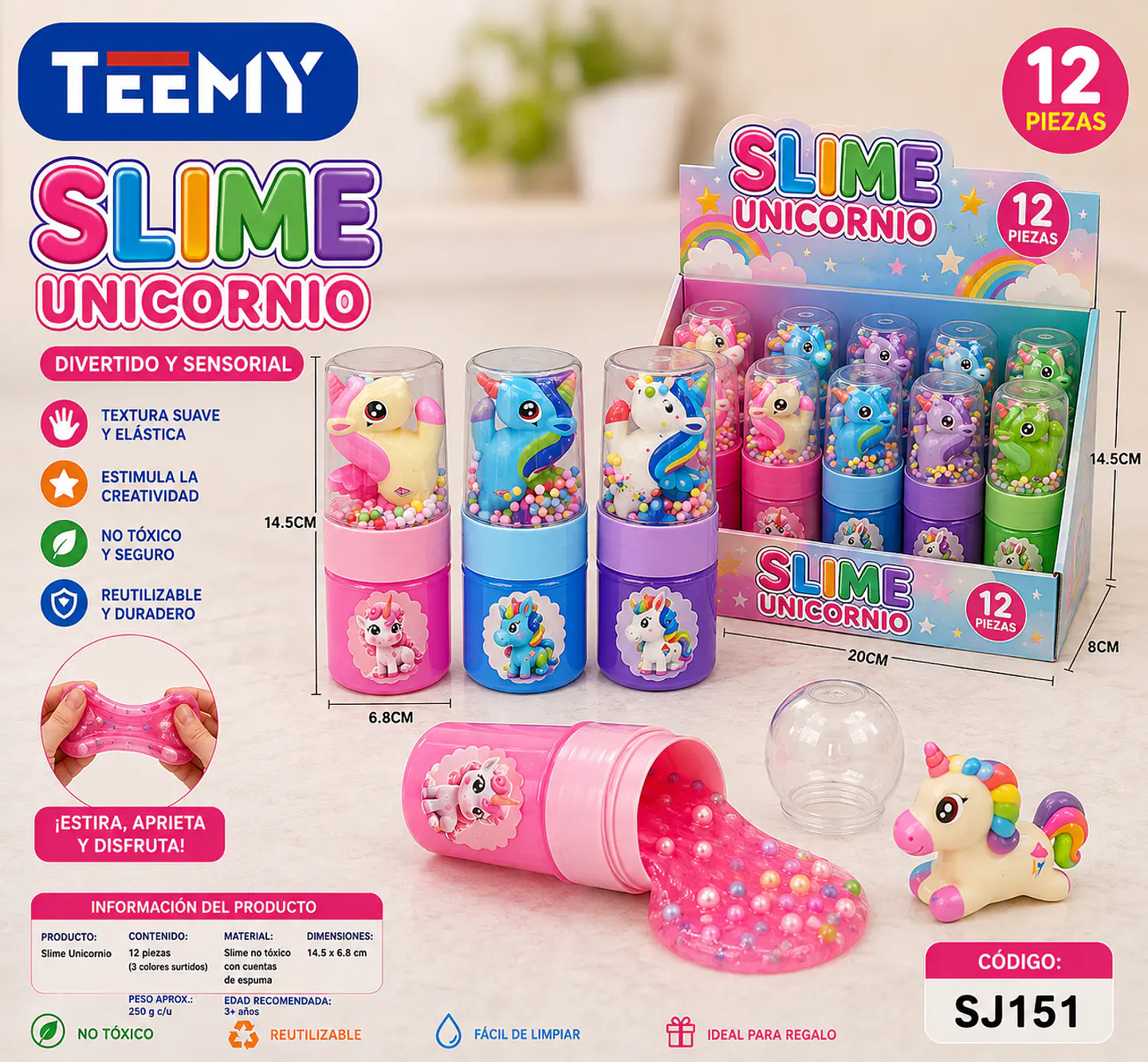 SLIME UNICORNIO PAQUETE 12 PIEZAS (SJ151) 1