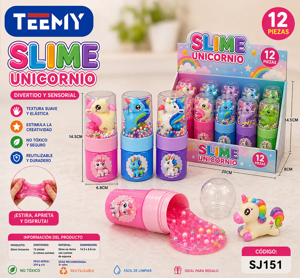 SLIME UNICORNIO PAQUETE 12 PIEZAS (SJ151) 1