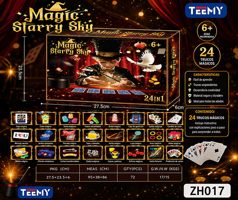 JUEGO DE MAGIA 24 TRUCOS, 3 DEL MISMO POR MAYOR (ZH017)