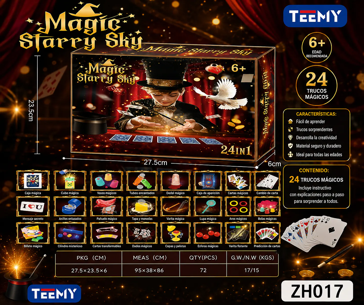 JUEGO DE MAGIA 24 TRUCOS, 3 DEL MISMO POR MAYOR (ZH017) 1