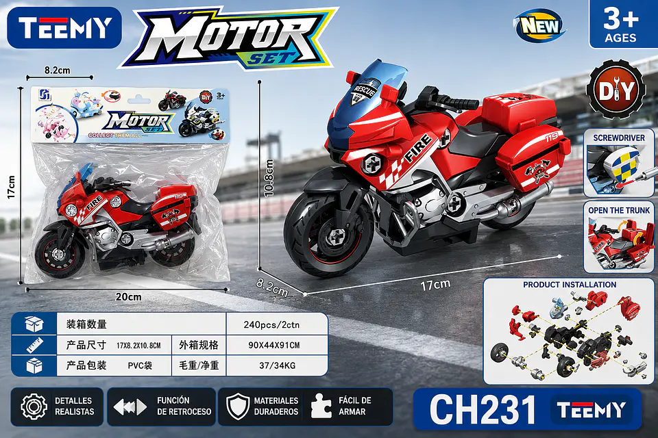 MOTO ARMABLE, 3 DEL MISMO POR MAYOR (CH231) 1