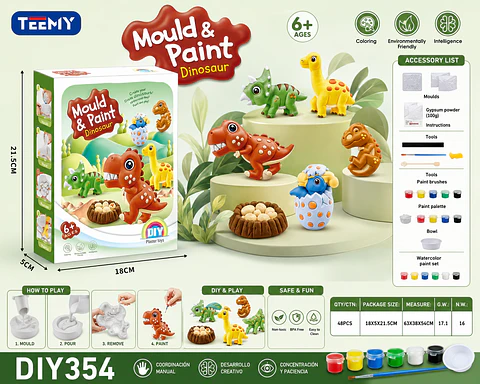 MOLDES PARA PINTA DINOSAURIOS, 3 DEL MISMO POR MAYOR (DIY354)