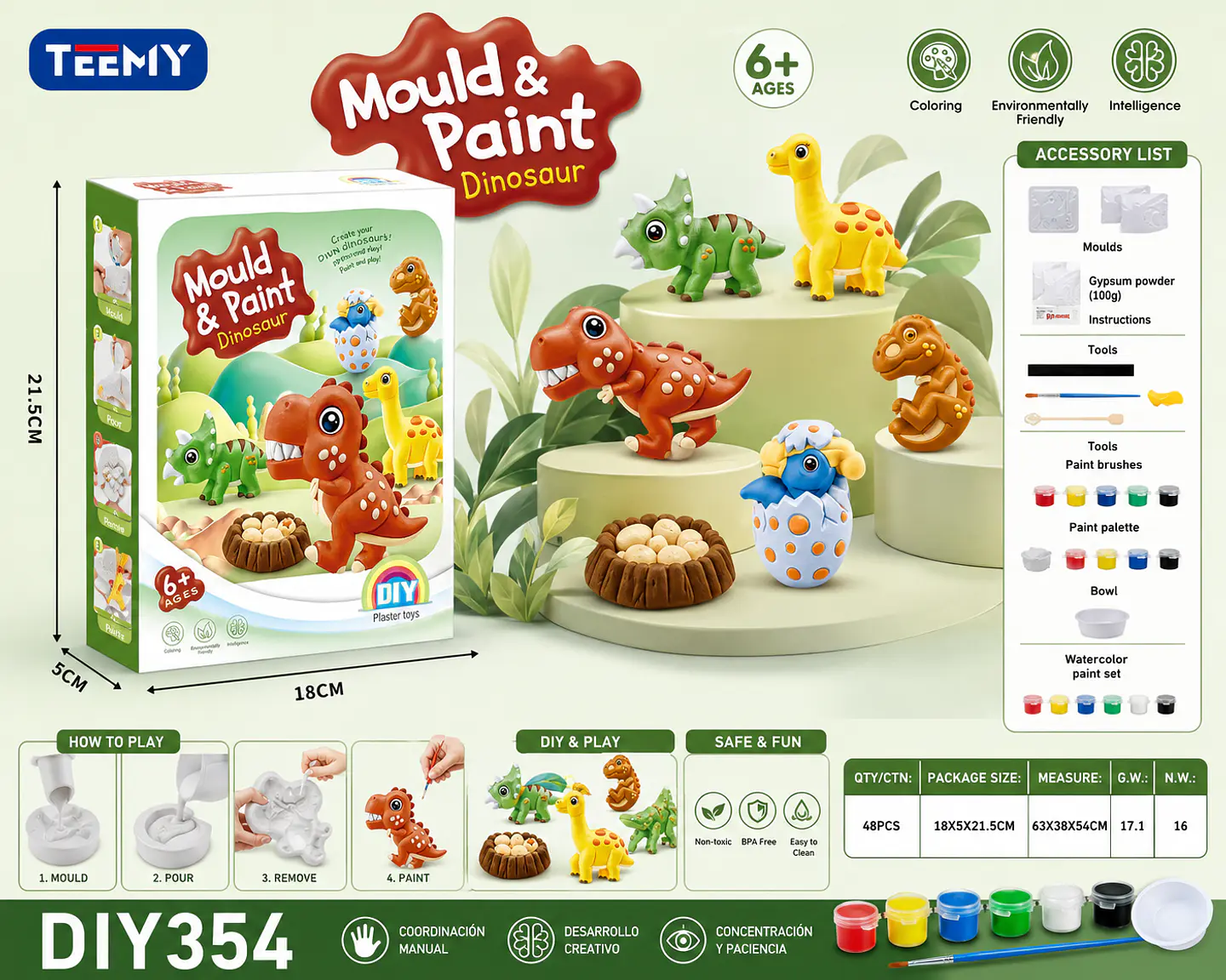 MOLDES PARA PINTA DINOSAURIOS, 3 DEL MISMO POR MAYOR (DIY354) 1