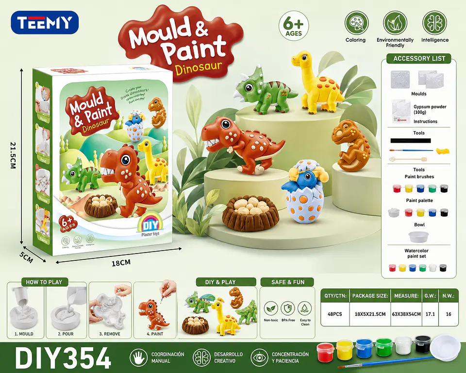 MOLDES PARA PINTA DINOSAURIOS, 3 DEL MISMO POR MAYOR (DIY354) 1