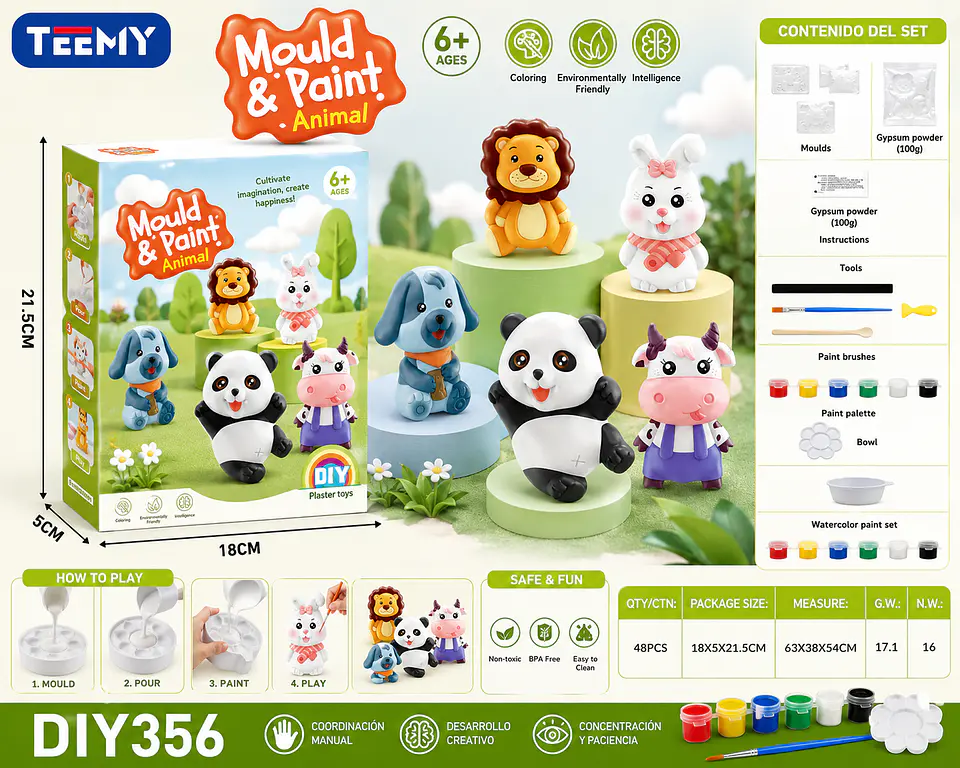 MOLDES PARA PINTAR ANIMALES, 3 DEL MISMO POR MAYOR (DIY356) 1