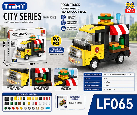 FOOD TRUCK BLOQUES ARMABLES 96 PIEZAS, 3 DEL MISMO POR MAYOR (LF065)