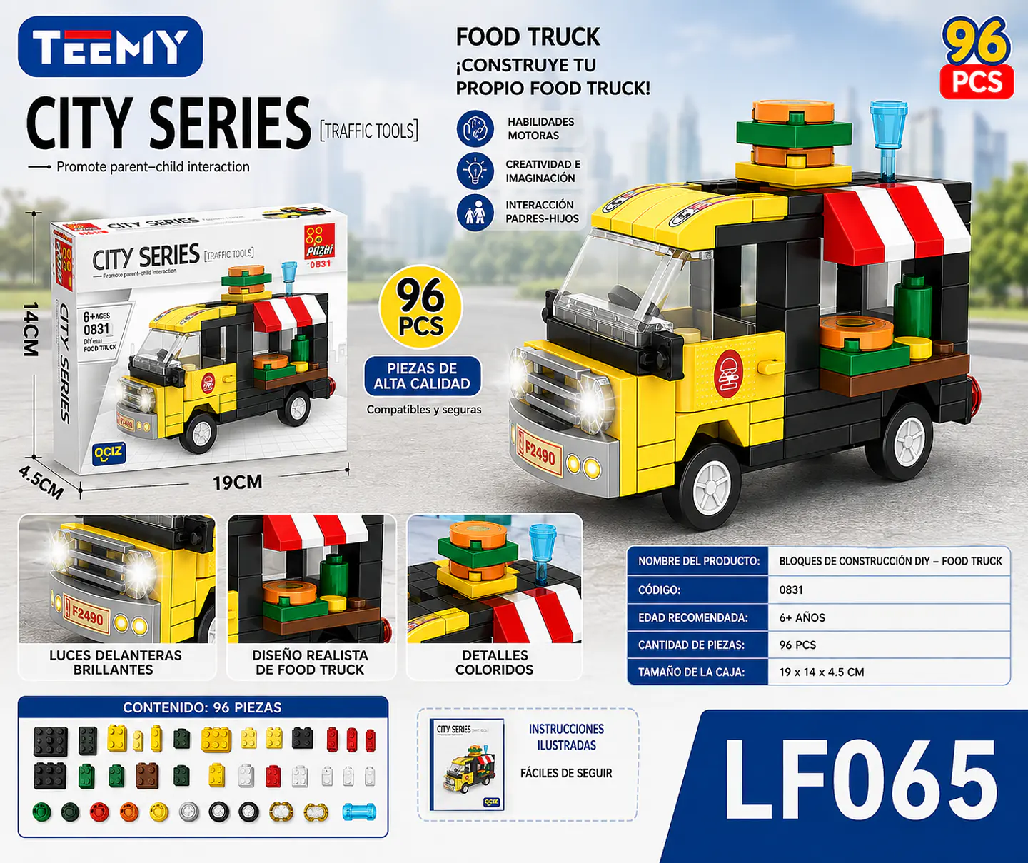 FOOD TRUCK BLOQUES ARMABLES 96 PIEZAS, 3 DEL MISMO POR MAYOR (LF065) 1