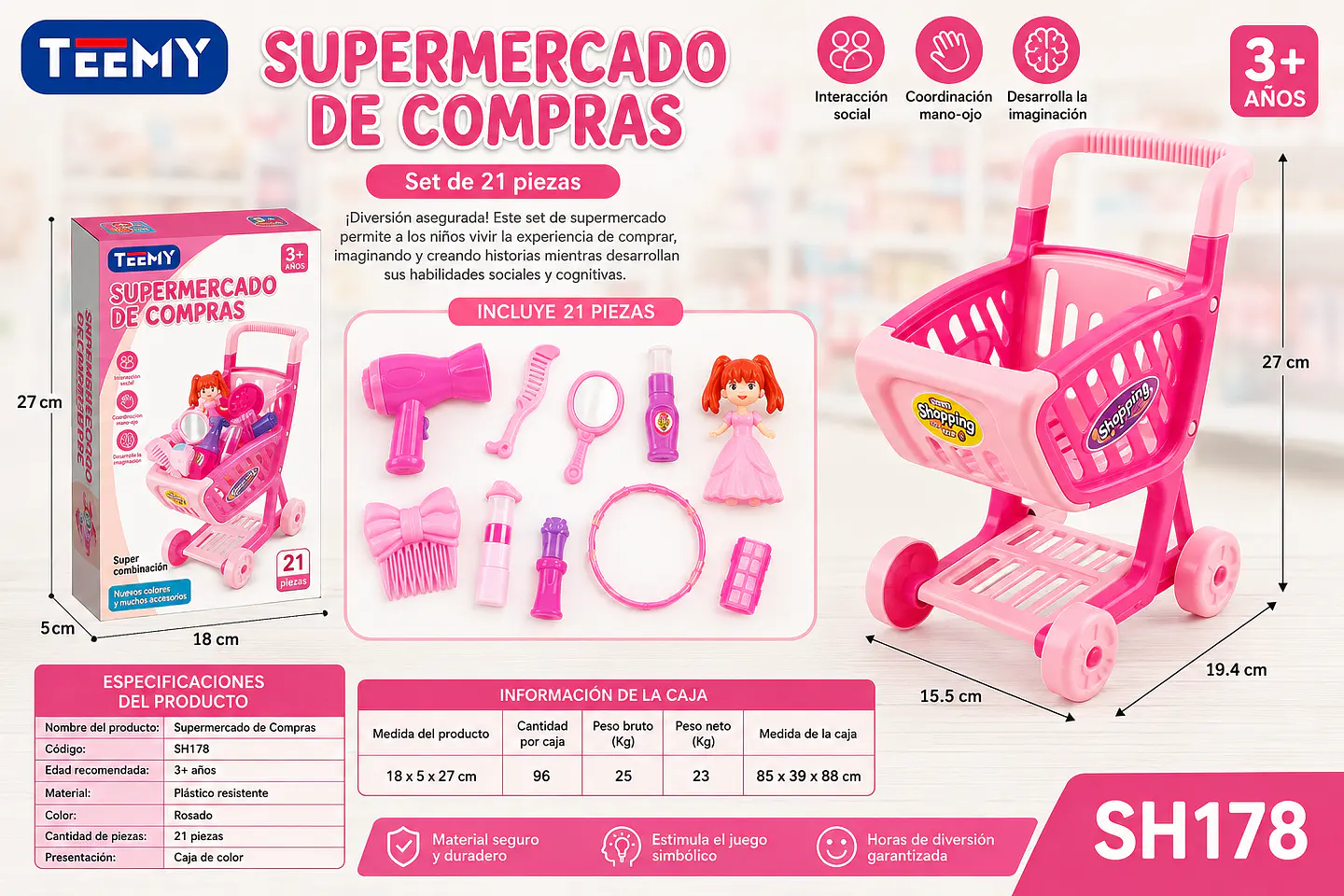 CARRO DE SUPERMERCADO, 3 DEL MISMO POR MAYOR (SH178) 1