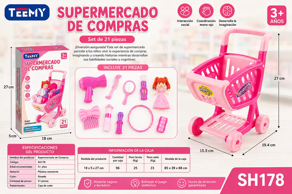 CARRO DE SUPERMERCADO, 3 DEL MISMO POR MAYOR (SH178) 1