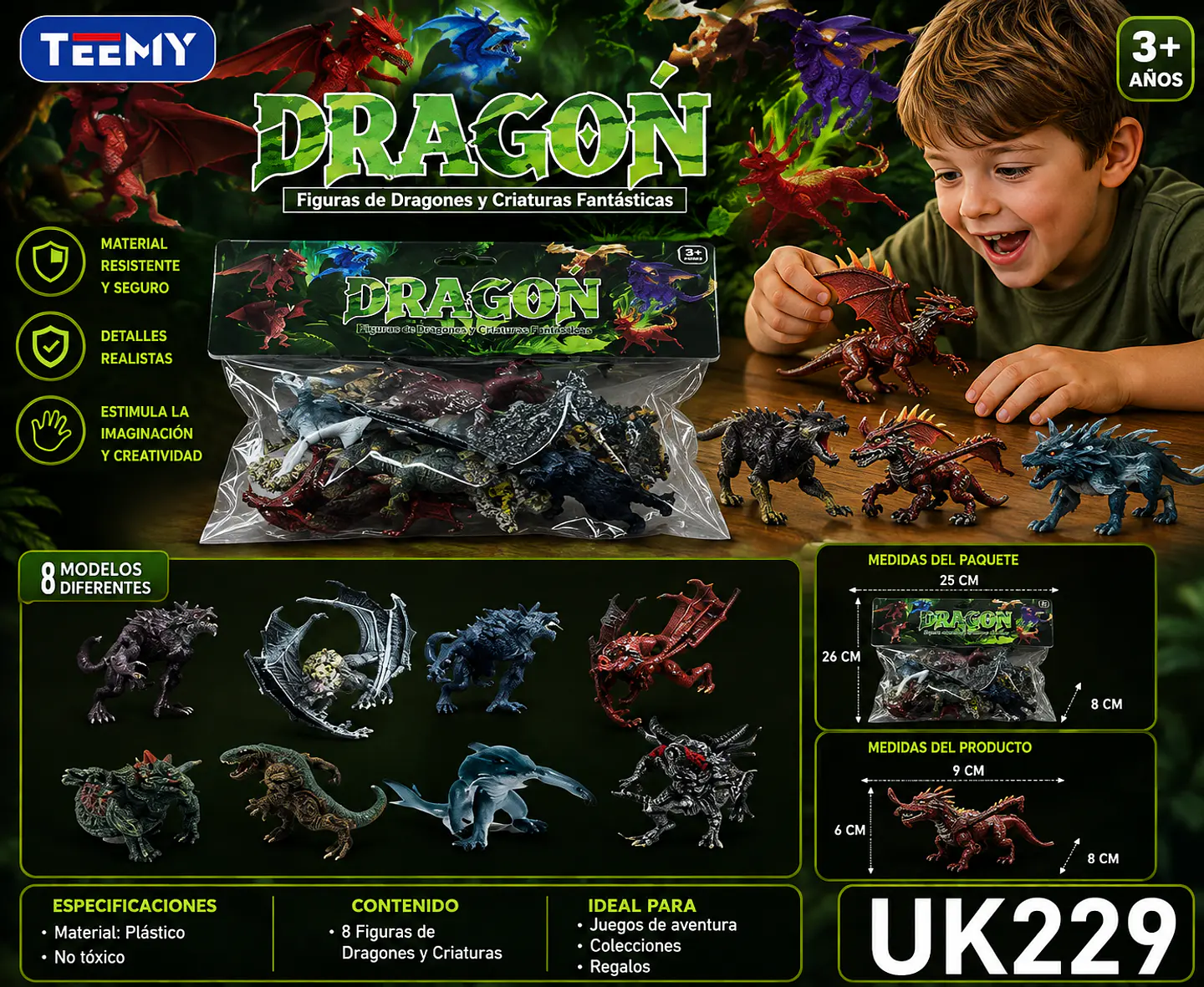 FIGURAS DE MONSTRUOS, 3 DEL MISMO POR MAYOR (UK229) 1